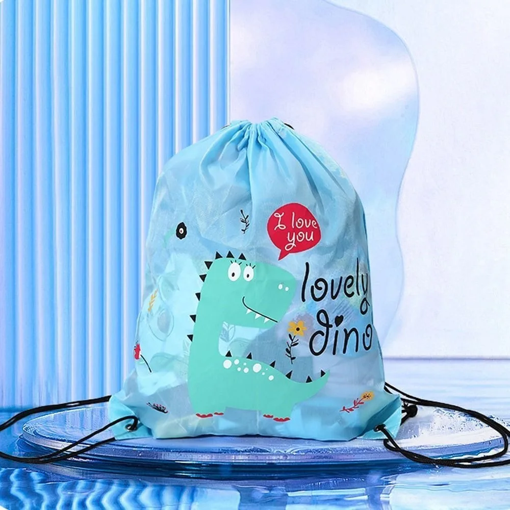 Waterproof Sports Drawstring Pouch Dinosaur Children's Swimming Bag Beach Sports Drawstring Pouch Travel Swimming Storage Bag