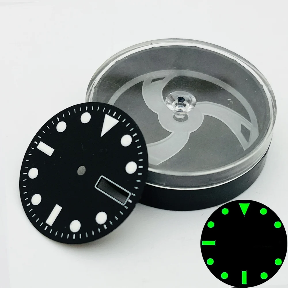 Mod NH36 NH35 Dial Green Luminous Watch Dial Fit for NH35 NH36 7S26 Movement SKX007 SRPD Tuna Samurai Case 28.5mm Watch Dial