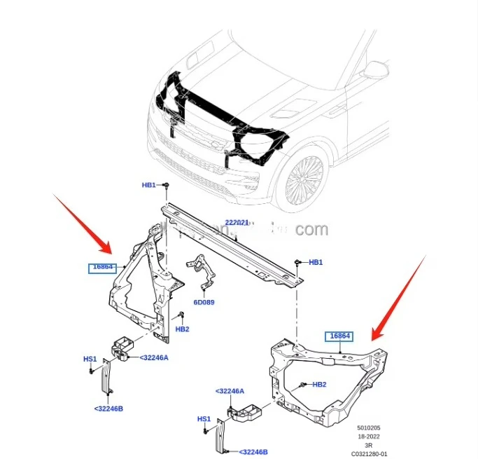 For  Range Rover Sport 2023+  Front Radiator Support Headlamp Bracket LR167067 LR167068