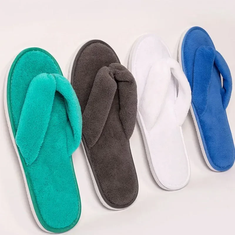 Women Solid Color Coral Fleece Slippers Soft Non-disposable Home Hospitality Slippers Party Gifts for Wedding Guests Slippers