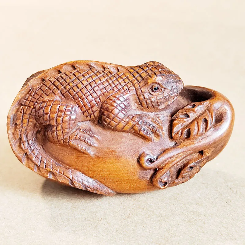 

Y8555 - 2 ", резная вручную японская фигурка Netsuke из бокса-Ящерица