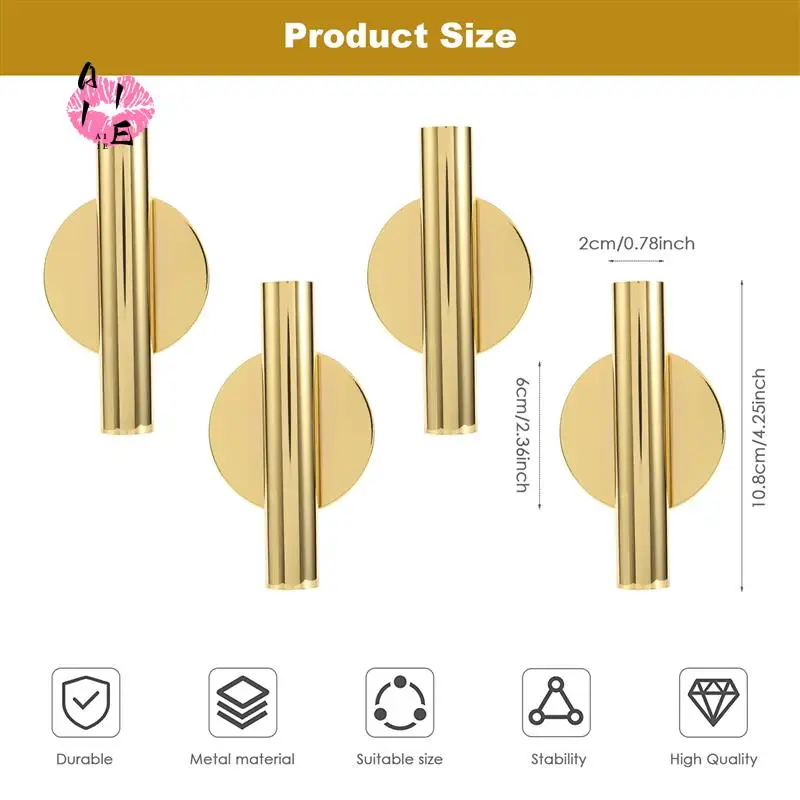 

A11E-4Pcs Wall-Mounted Flower Tube Wall Metal Vase Decoration Stand Dry Vase Stand For Displaying Flower Decoration