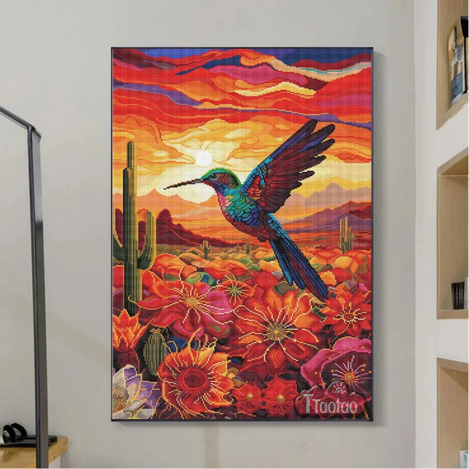 Full Square Round Mosaic Diamond Painting 5D DIY Sunset Flowers Landscape Animals Rhinestone Embroidery Flying Birds Picture