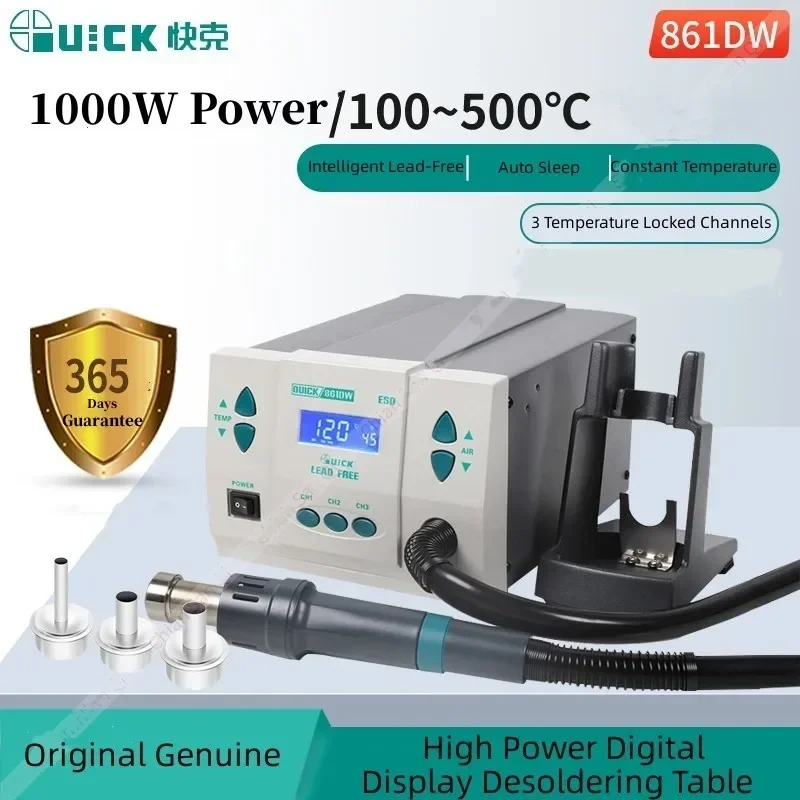 

High-Performance Original QUICK 861DW Soldering Station with Hot Air Gun and Rework Station for Electronics Repair