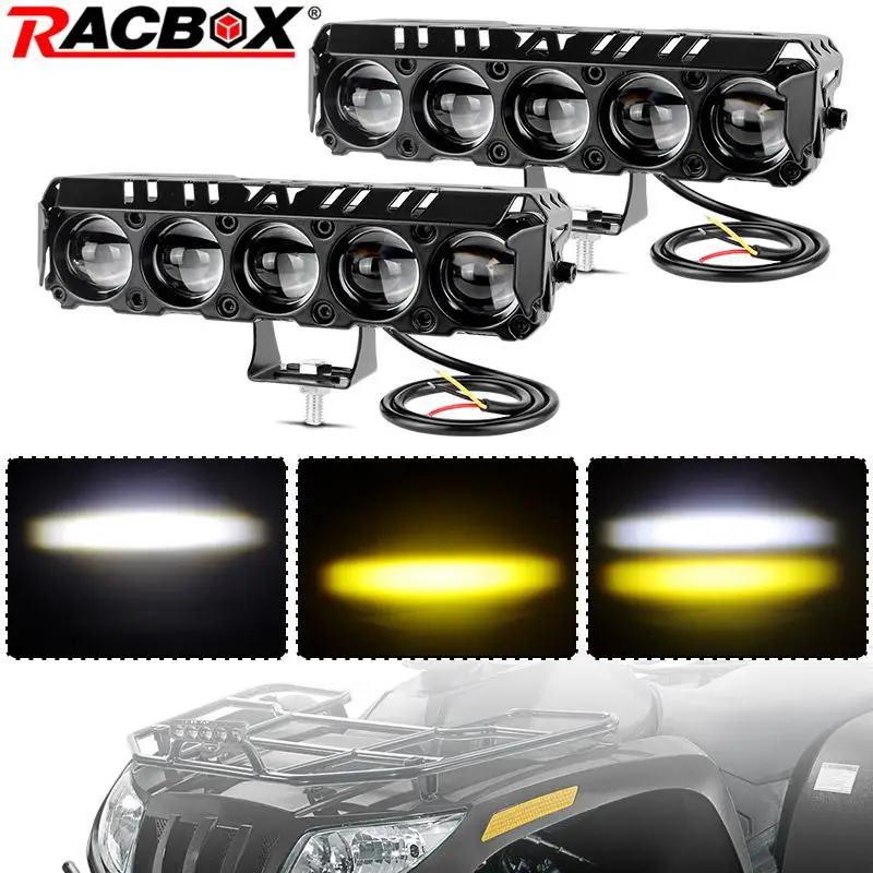 5-eyes 10V 48V 24W 3000LM LED Light Spotlight High Low Beam Headlights Daytime Light Car Motorcycles Dirt Bike Trucks SUVs UTV