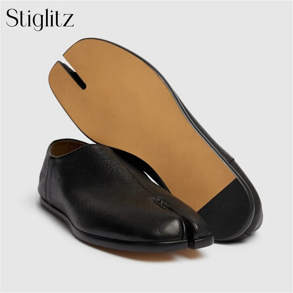 Tabi Flat Monk Shoes Designer Style Step-On Loafers Concise Style Customizable Color Comfortable Spite Toe Leather Shoes for Men