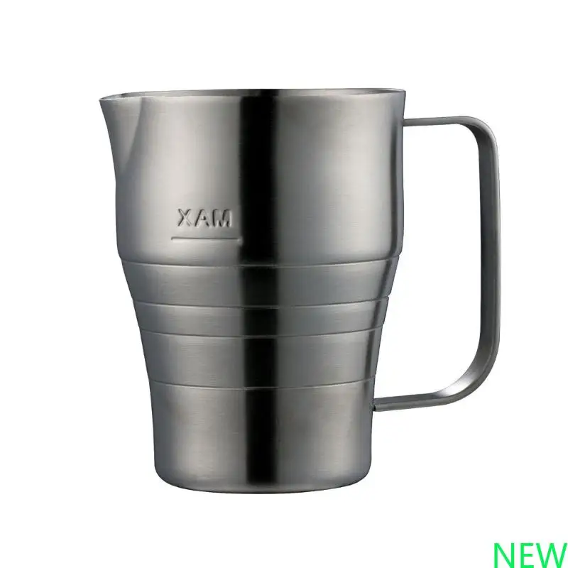 

Large Capacity Milk Steaming Cup with Ergonomic Handle Stainless Steel Frothing Pitcher with Measurement Marks
