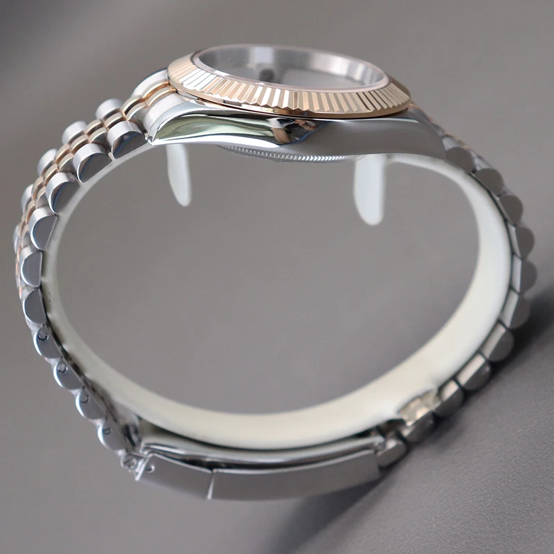 Silber- und Roségoldfarbene 36mm 40mm Luxus-Herrenuhrengehäuse mit Armband für NH34 NH35 NH36 NH38 Miyota 8215 Uhrwerk Zifferblatt Oyster Datejust – Detail 7