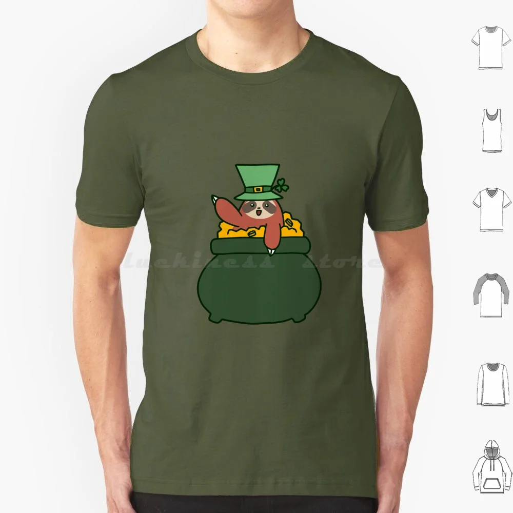 Sloth Pot Of Gold T Shirt Men Women Kids 6xl Sloth Sloths Leprechaun Hat Pot Of Gold Lucky St Pattys Day Day Holiday Holidays