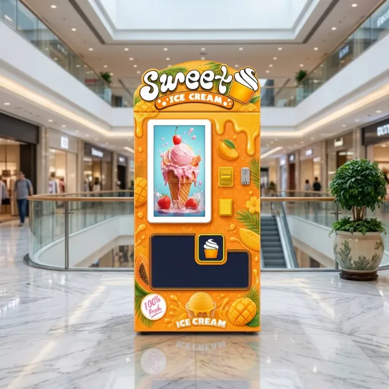 3-Flavor Soft Ice Cream Vending Machine Stainless Steel 100Pcs Capacity Automatic Custom