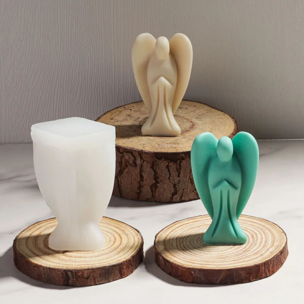 DIY Ángel vela de yeso molde de silicona hecho a mano artesanía abstracta Anegl vela de aromaterapia yeso cera de soja hacer molde decoración regalos