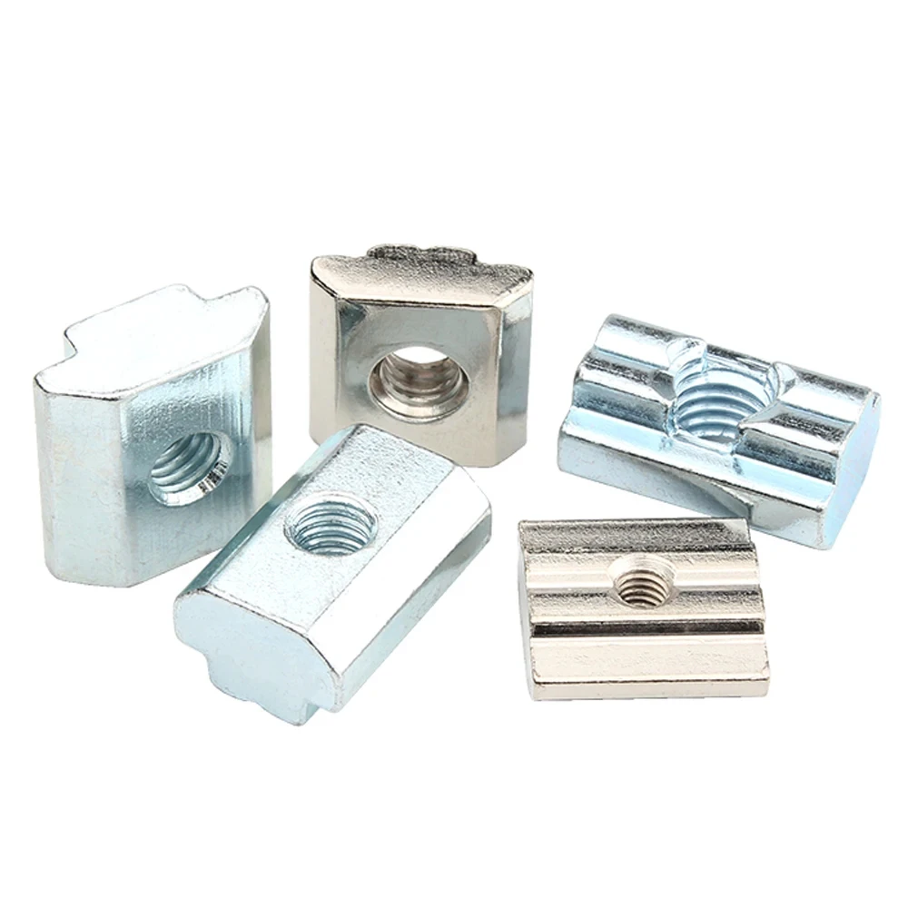 10-50Pcs M3 M4 M5 M6 M8 M10 T Block Square Nuts T-Track Sliding Hammer Nut for Fastener Aluminum Profile 2020 3030 4040 4545