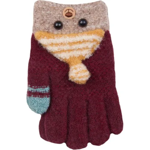 Kitti The Teddy Bears Burgundy Wool child gloves