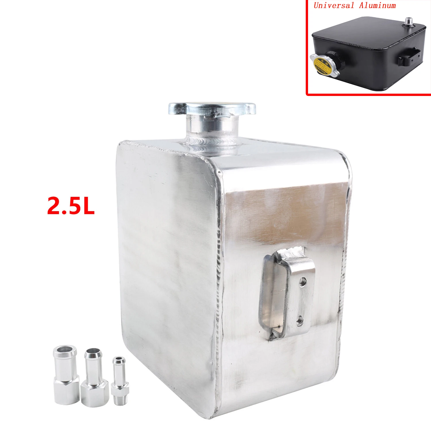 Garrafa de tanque de recuperação de transbordamento de alumínio 2,5L radiador universal de refrigerante de água para carro