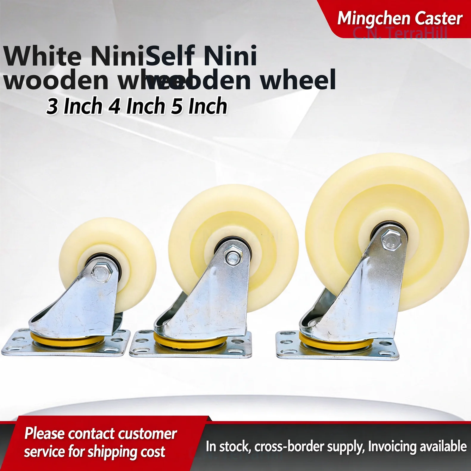 Heavy Duty White Nylon Caster Wheels 3 4 5 Inch Solid Swivel Plate Casters for Industrial Flatbed Hand Trucks