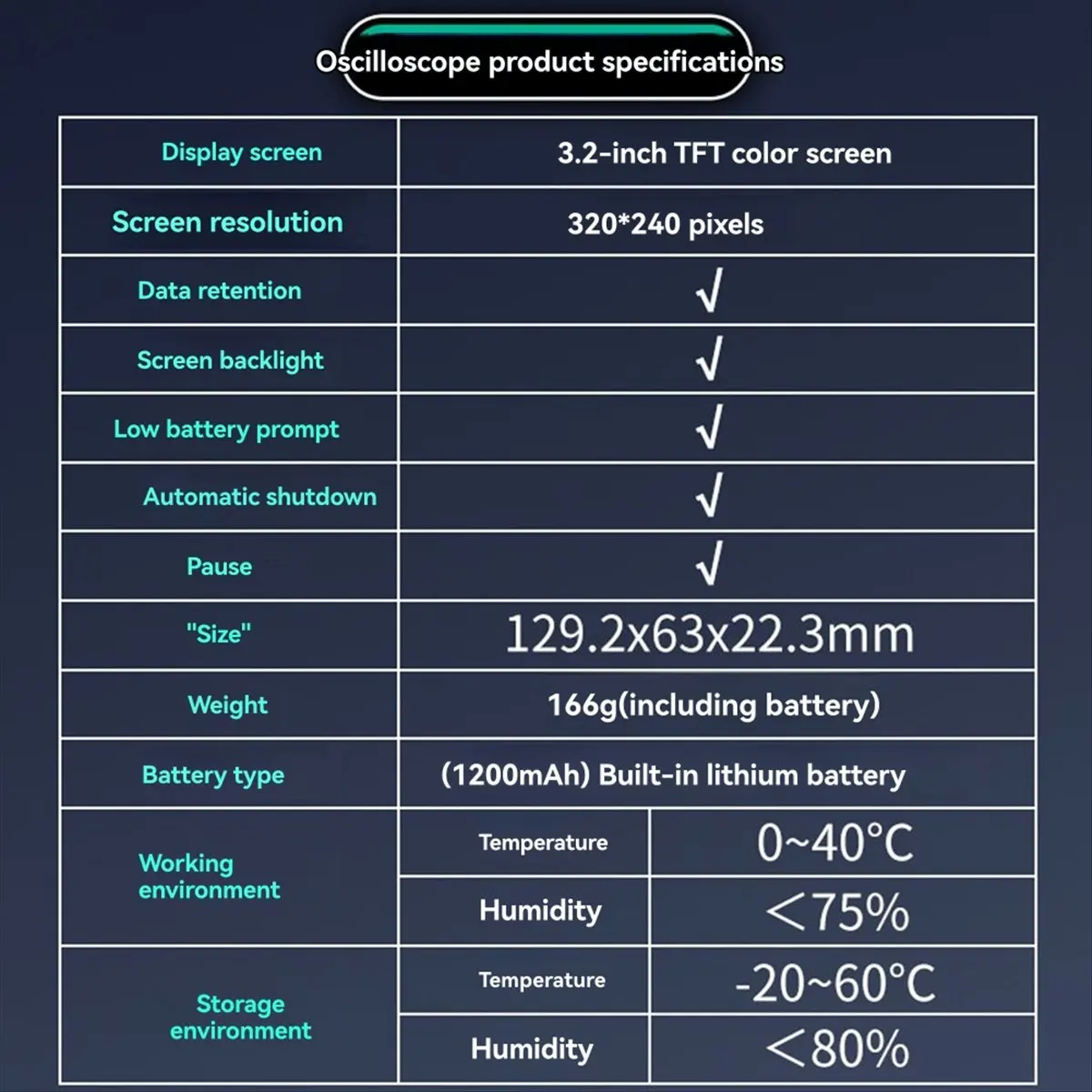 10MHz Handheld Mini Oscilloscope Color Screen Real-Time Waveform Display Portable for Home Repair Electronic Testing