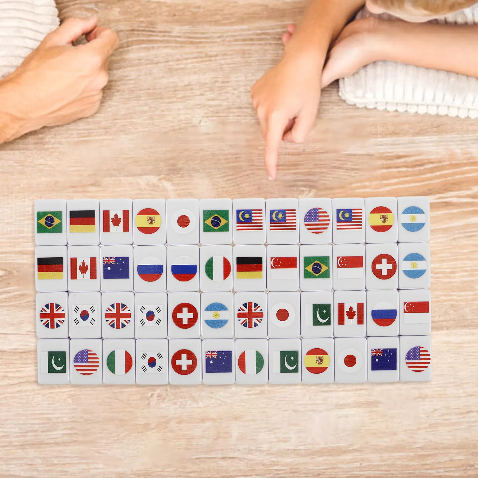 

Набор из 48 плиток для маджонга с дизайном национальных флагов, семейная игра, игра в маджонг для вечеринок, пикников, развлечений