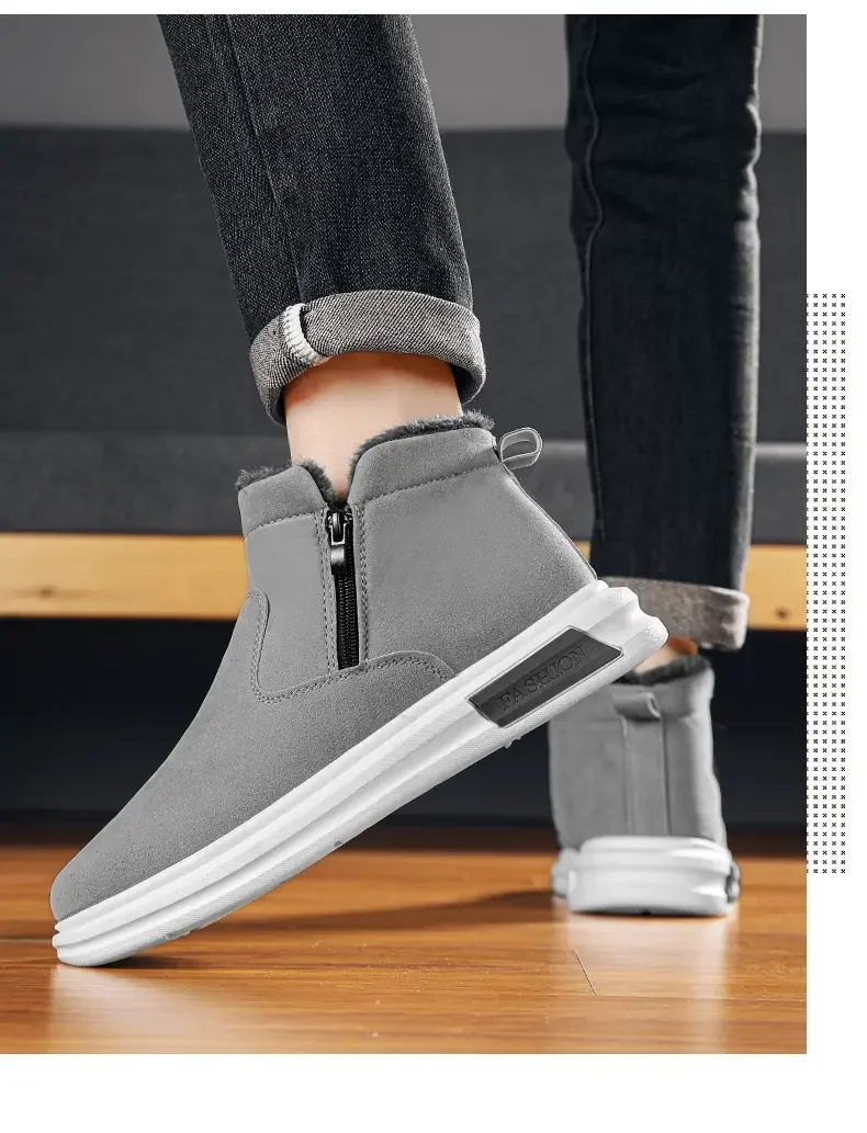 Модные мужские зимние ботинки 2024, зимние ботинки из натуральной кожи, нескользящая непромокаемая зимняя обувь, мужские ботинки, бионические ботинки