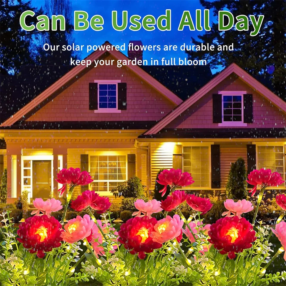 7 Heads Outdoor Solar Simulation Snow Lotus Flower Lights Waterproof Lamp For Patio Lawn Garden Holiday Party Decoration Flower