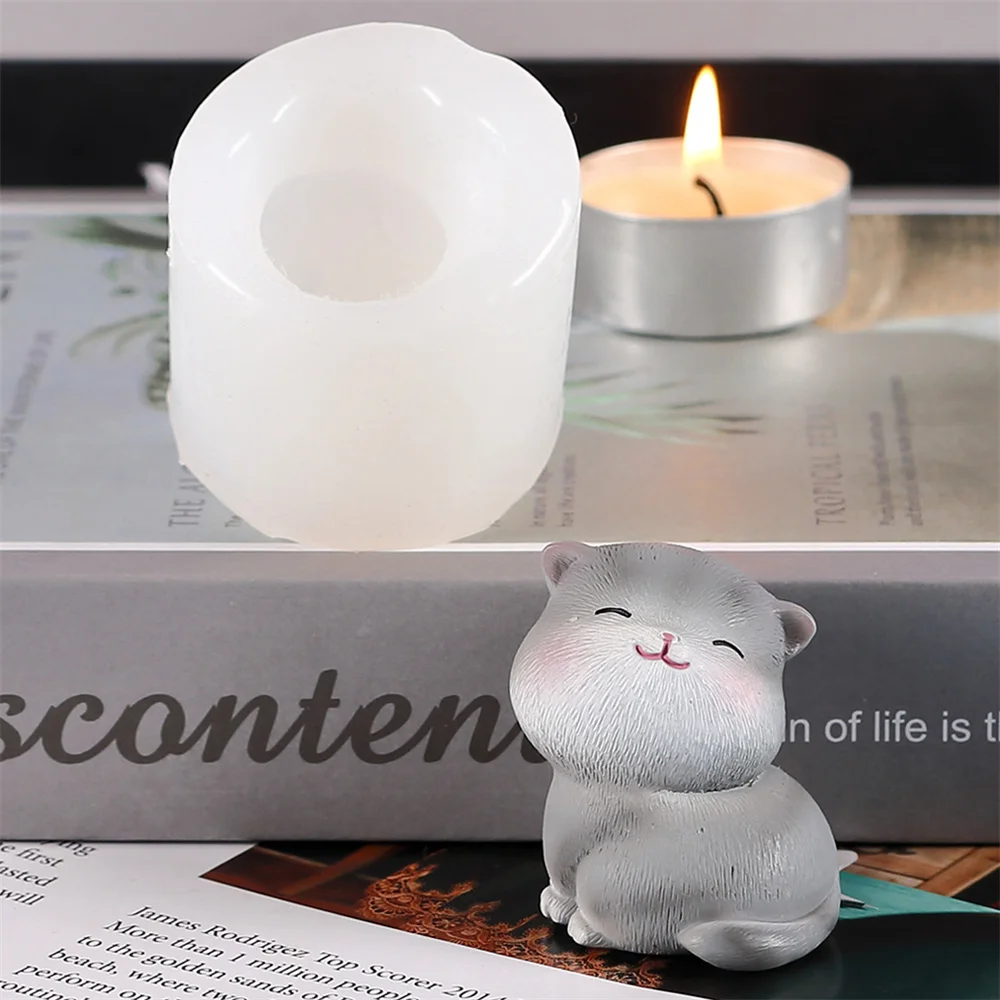 Cute Cat Shape Silicone Mold Candle Soap Liquid Mould Aromatherapy Candle Mold Handmade DIY Clay Crafts Mould Tool