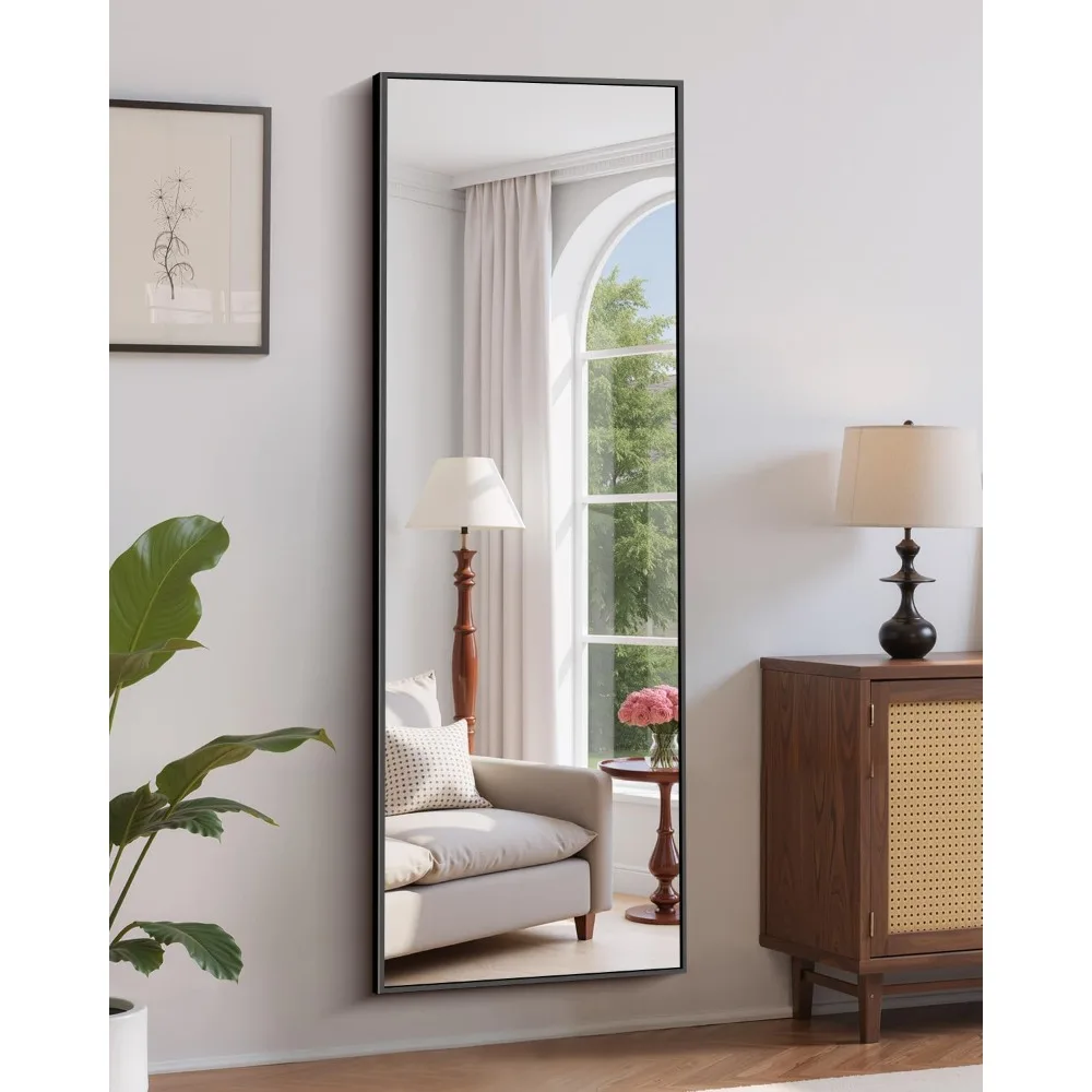 Großer Standspiegel in voller Länge mit Aluminiumrahmen für die Inneneinrichtung – ideal für Schlafzimmer und Wohnzimmer