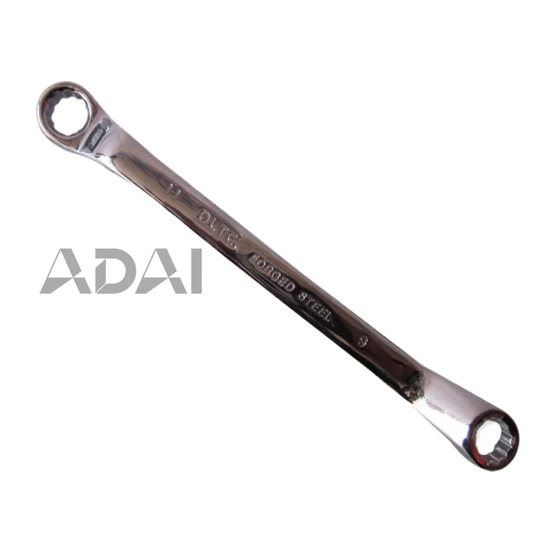 Llave de anillo de doble cabeza métrica, acero con alto contenido de carbono pulido a espejo, llave de doble anillo de grado industrial que ahorra esfuerzo