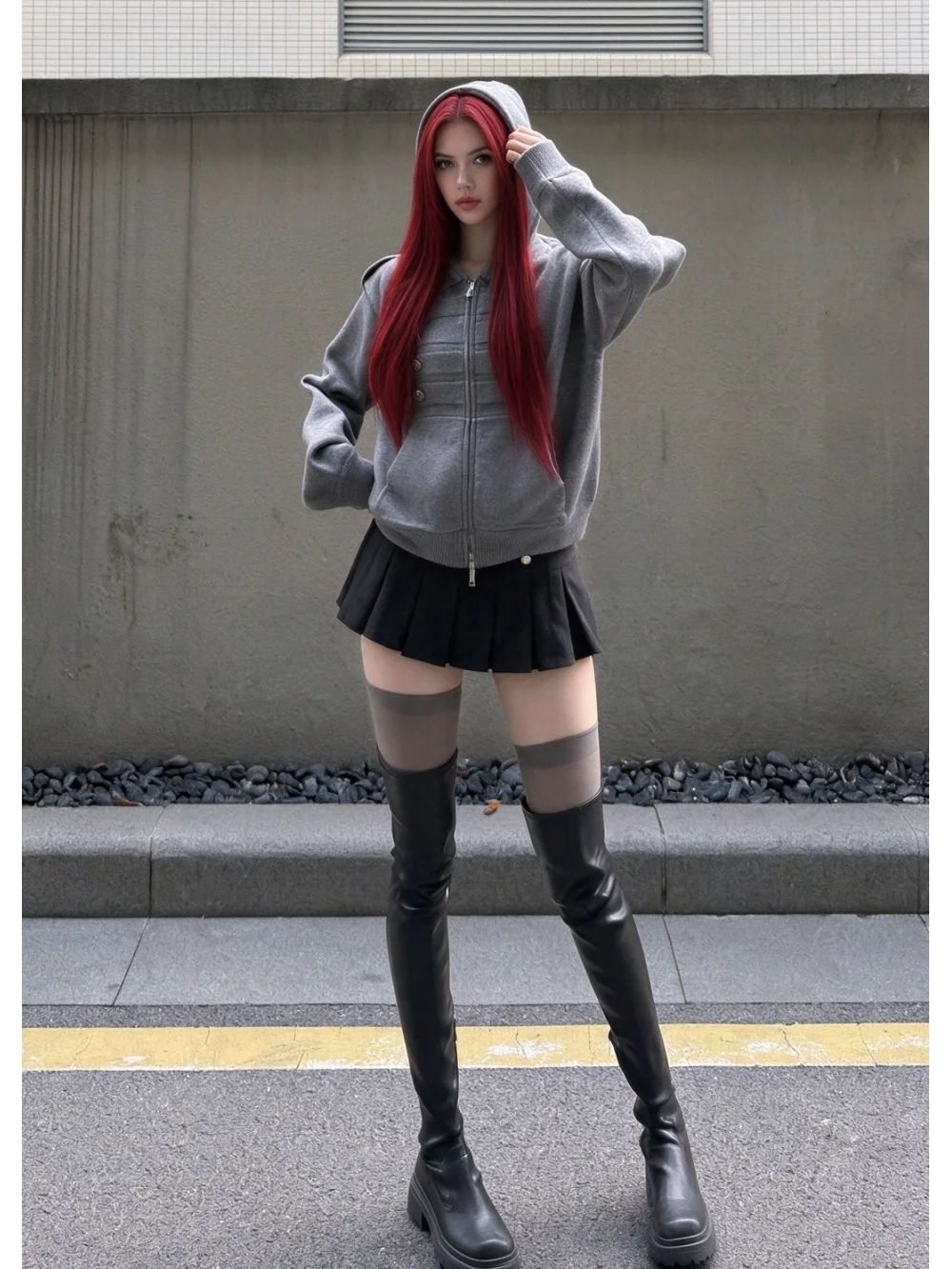 New autumn and winter vintage Napoleon court style double row button shoulder patch hooded sweater jacket, street niche trend