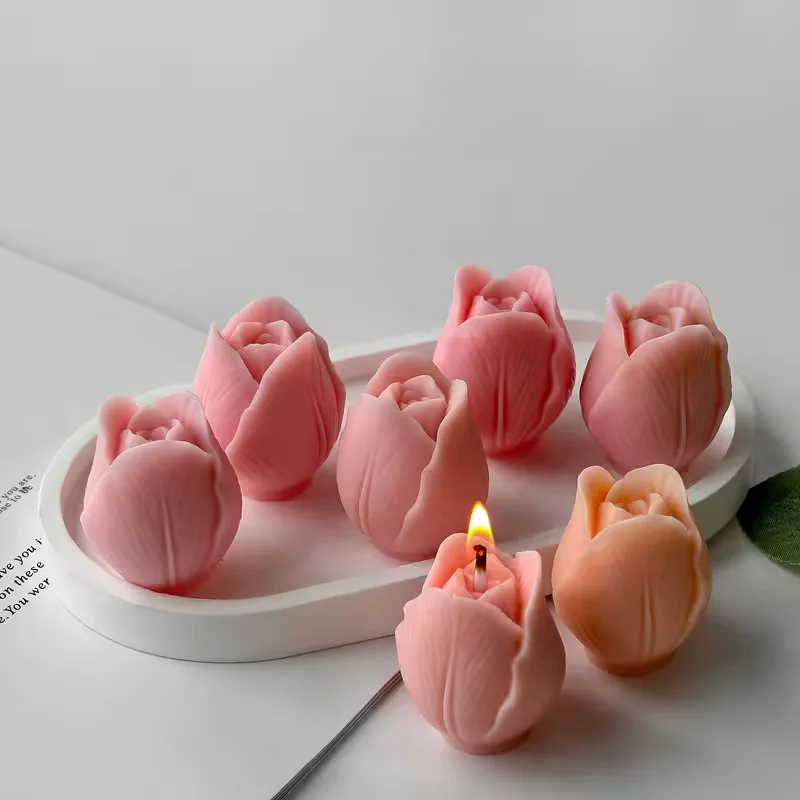 DIY Blumen Tulpe Silikonform handgemachte Duftkerze Gips Harz Formen hausgemachte Kekse Schokolade Süßigkeiten Backwerkzeug
