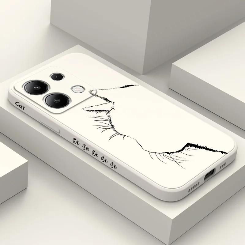 Cute Pretty Cat Phone Case For Xiaomi Redmi Note 14 13 12 12S 11 11S 10 10S 9 9S Pro Plus 4G 5G Liquid Silicone Cover
