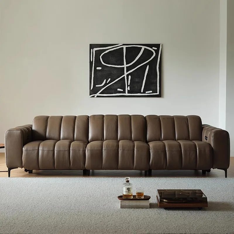 First-Class Smart  Design Electric Leather Sectional Sofa Straight Row Piano Key Sponge For Home Living Room