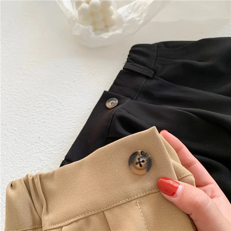 Costume unisexe de couleur unie pour garçon et fille, pantalon droit et ample décontracté pour enfant, printemps automne