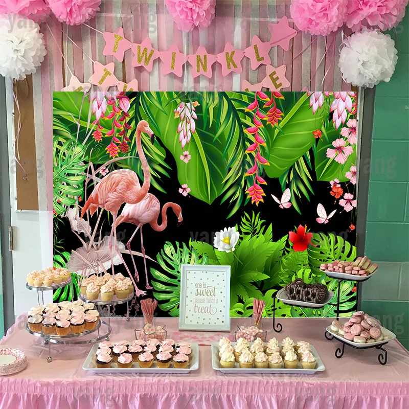 Nach Flamingo kinder Tag Hochzeitstag Glücklich Geburtstag Party Sommer Fotografie Hintergrund Dschungel Wald Hintergrund