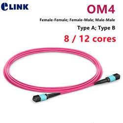 8/12 cores MPO-MPO OM4 patchcord type A type B round female male 1m 10m 3m 15m fiber optic lead aqua cable MTP 12 strand jumper