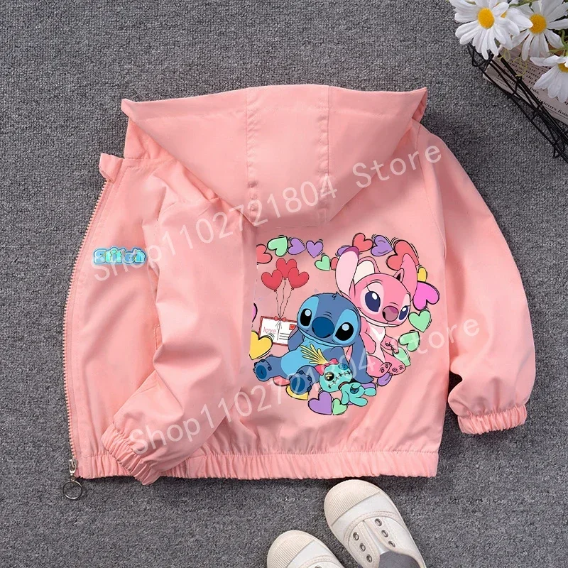 Veste d'extérieur Disney Stitch pour filles, vêtements animés mignons, impression de dessin animé, manteaux CombStich, fermeture éclair, cadeaux d'anniversaire, Kawaii, Y-Clothes