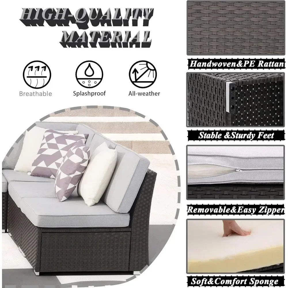 Patio Sofa Set with Coffee Table Outdoor Sectional Sofa Set Patio Furniture Sets All Weather Rattan Outdoor Sofa Set