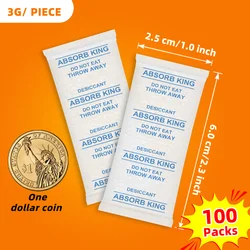 100pcs 3g Food Grade Silica Gel Desiccant Moisture Absorber Dehumidifier bag Air Freshener Car Moisture Absorber Desiccant