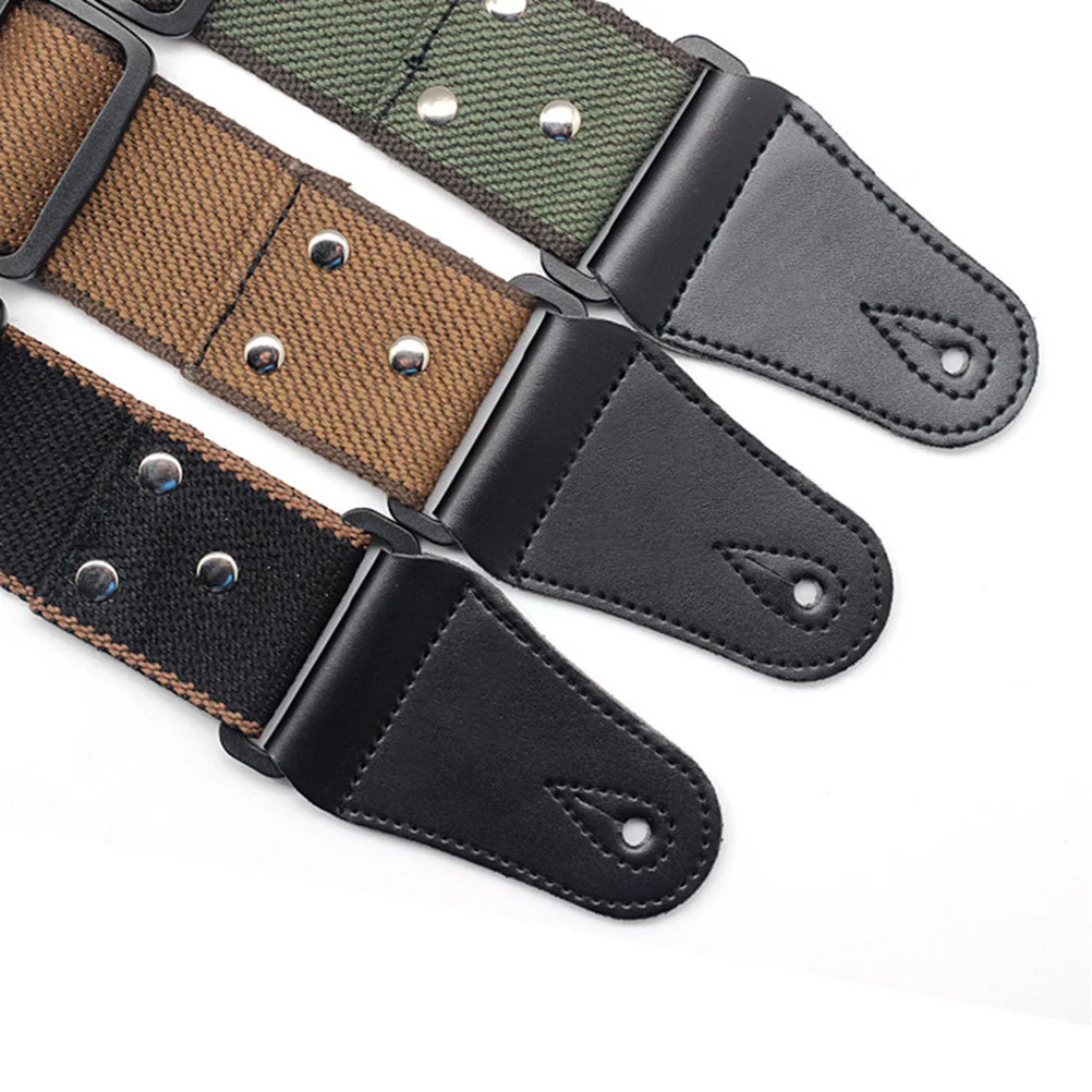 

Cotton Guitar Strap 2 Inch Wide With Ends Adjustable 36.6 To 61 Inch Black For Bass Electric Acoustic Guitar