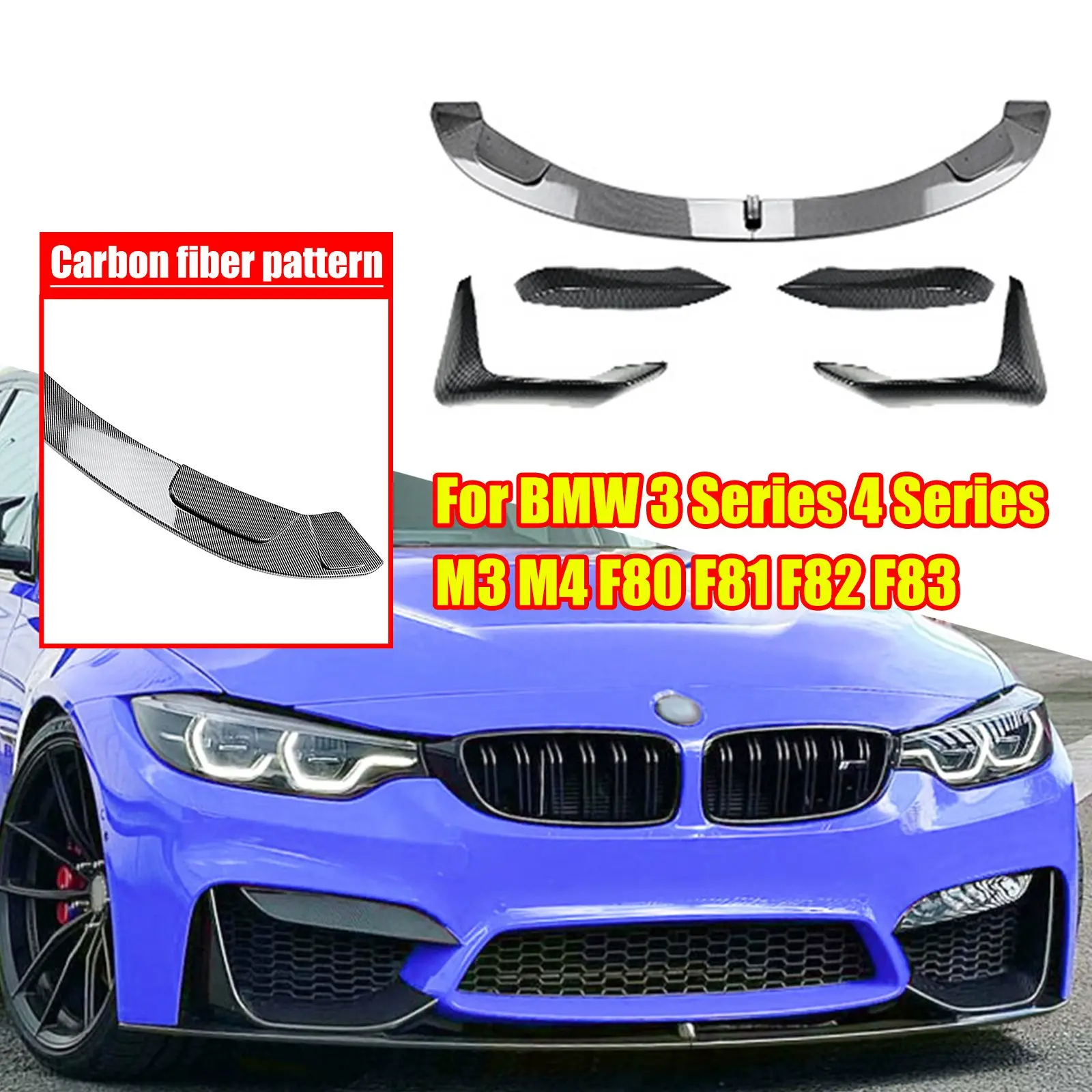 Spoiler Bumper Depan Mobil, Diffuser, Body Kit, Pelindung Bumper Untuk BMW F80 M3 F83 F82 M4 2015-2020