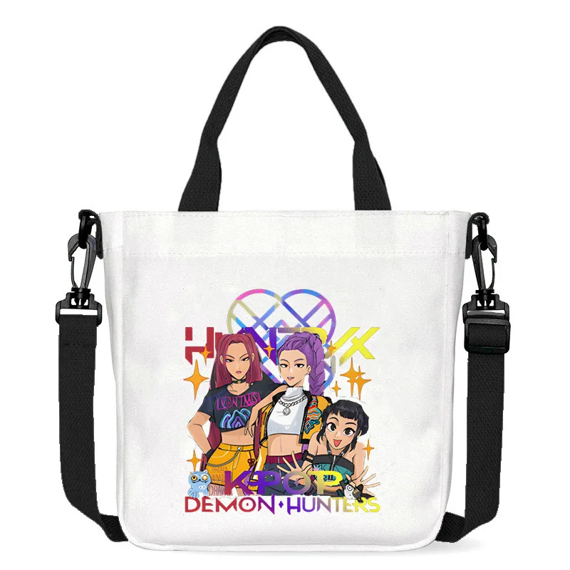 جديد KPop شيطان الصيادين حقيبة قماش قنب الفتيات الاتجاه البسيط الأرجواني مربع حقيبة يد حمل الحقائب Crossbody الكتف حزمة هدية عيد ميلاد #4