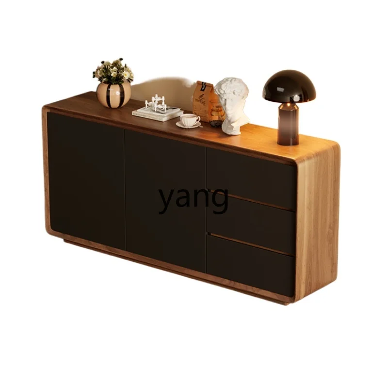 

LXL Sideboard Cabinet Pure Solid Wood Modern Storage Tea Cabinet Living Room Integrated Wall Storage