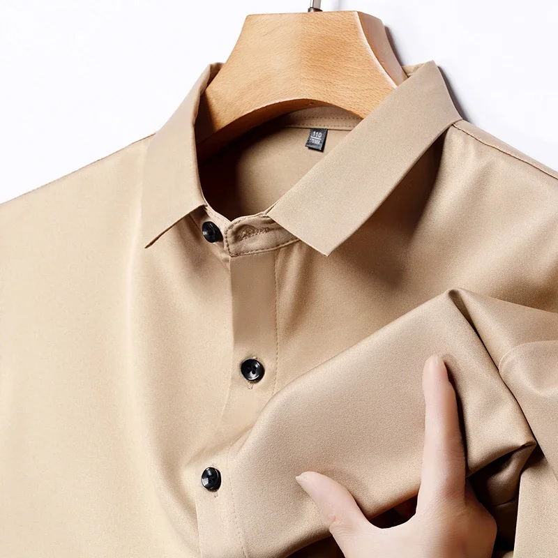 New Men\'s Business Casual Short Sleeved Solid Color Shirt Wrinkle Resistant Wrinkle Free Comfortable All Season Versatile Top