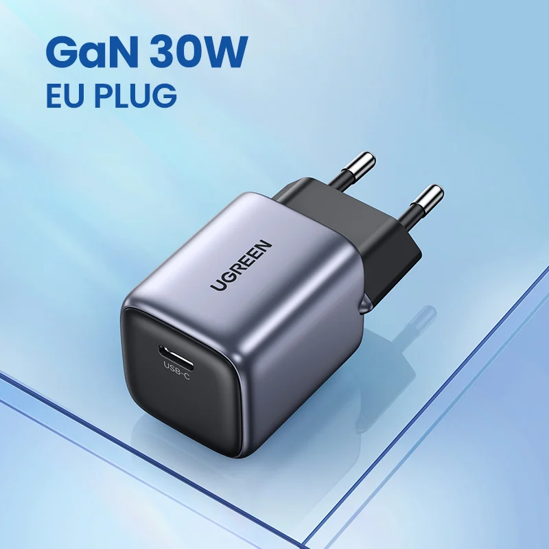 UGREEN GaN 30W Быстрое зарядное устройство Type-C для iPhone, iPad, Samsung, Xiaomi — фото товара