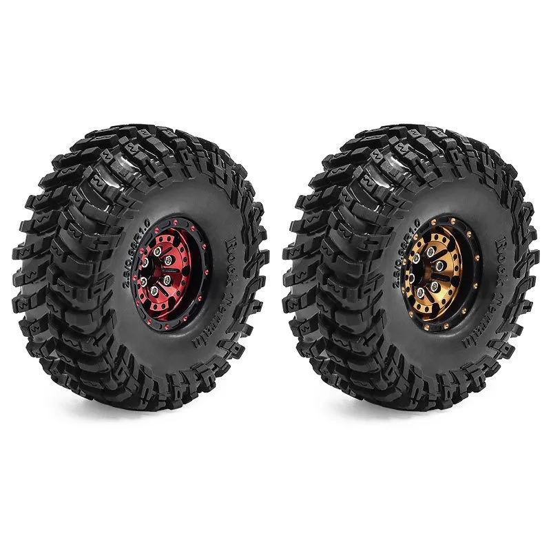 Black Coating Brass 1.0" Beadlock Wheel Tires Set for 1/18 RC Crawler Car Axial SCX24 AX24 TRX4M FCX24