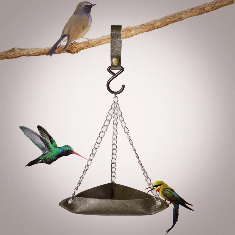 1pc Leather Bird Feeder, Parrot Feeder Retro Professional Anti-Deformed Bird Food Container Feeding Utensils Pet Supplies