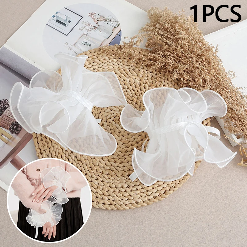 

1PC Nail Decorations For Nail Art Lace Fake Pleated Cuff Manicure Photography Props Fake Sleeves Nails Accessories Supplies