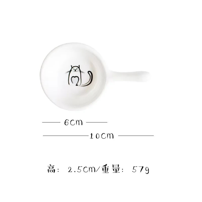 Small Ceramic Plate with Handle Ceramic Taste Dish Japanese Cartoon Cat Seasoning Plate Mini Soy Sauce Dish Kitchen Tableware 6