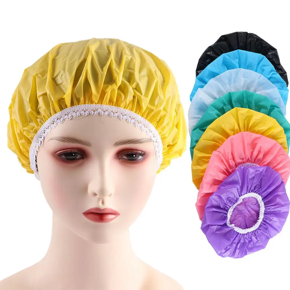 Home Waterproof shower cap swimming hats hotel elastic shower cap Hair cover products Bath products Bath different colors