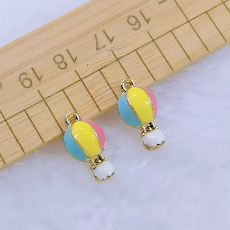 10pcs Colorful Hot Air Balloon Pendant Decoration Diy Bracelet Necklace Earrings Keychain Charm For Jewelry Making Accessories