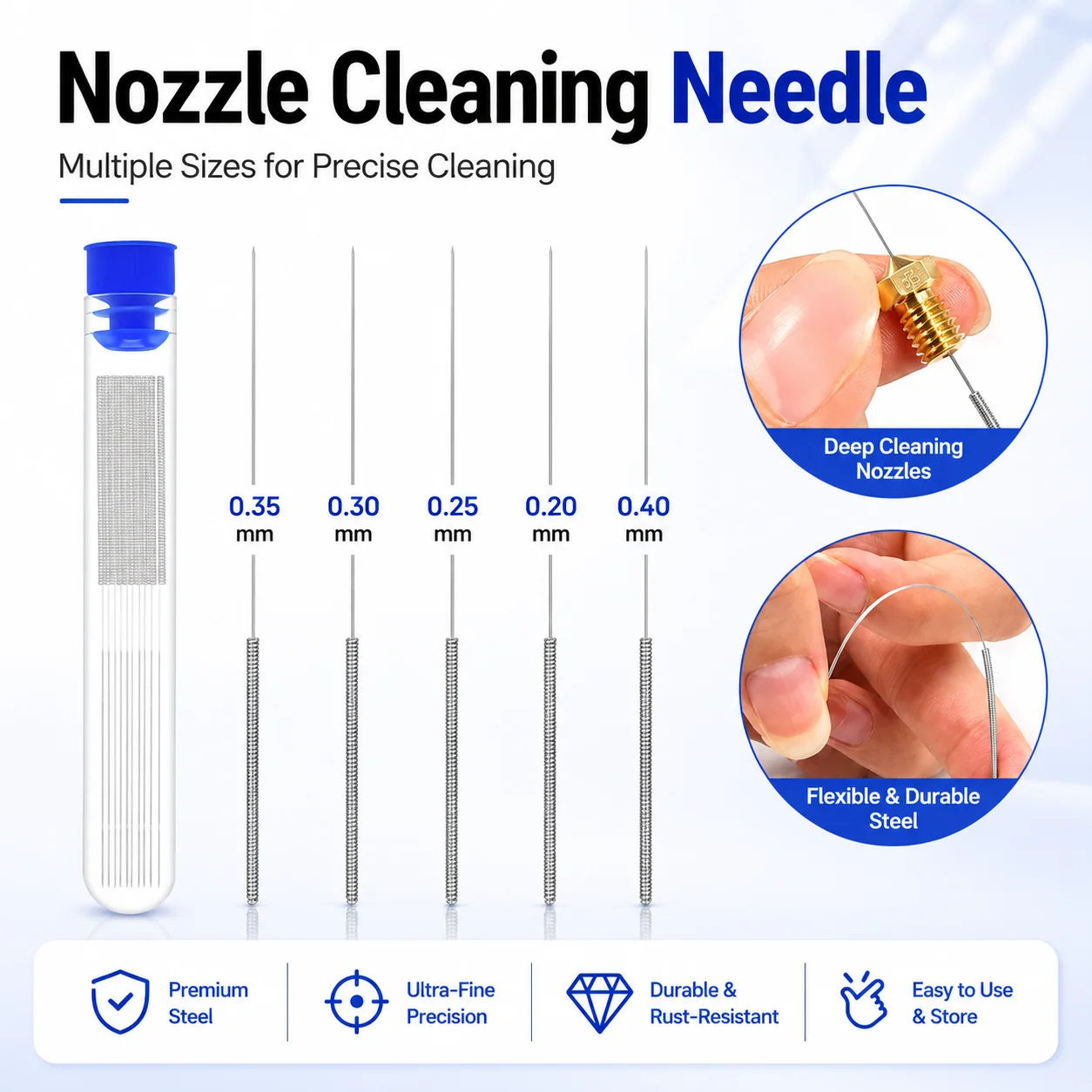 10Pcs Ultra-Fine Steel Needle for Cleaning 3D Printer Nozzles Shower Heads Gas Stove Heads Multi-Purpose Household Cleaning Tool