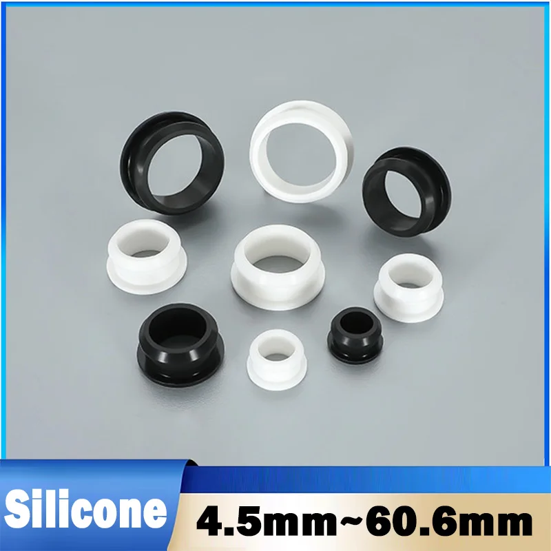 1~25Pcs 4.5~60.6mm Black/White Silicone Rubber Snap-on Grommet Plug Bung Wire Cable Wiring Protect Bushes O-rings Sealed Gasket